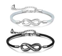 Glimmerday Set of 2 Magnetic Bracelets for Couples, Personalized Bracelets for Couples, Suitable as Anniversary Valentine's Day Gifts for Couples and Lovers, Couple Bracelets with Love Pendant