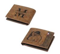 Glimmerday Wallet for Men, RFID Wallet for Men with Engraved Photo, Leather Wallet for Husband, Gift for Dad Son.