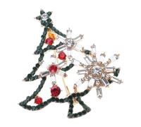 Glimmering Christmas Tree Brooch Secure Clasp Lightweight Rhinestone Alloy Accessory Festive Holiday Party Jewelry