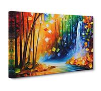 Glimmering River Waterfall Canvas Wall Art Print 30x20 Inch