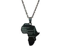 Glimmerst Big Africa Necklace, 18K Gold Plated Stainless Steel African Map Pendant Necklace Iced Out Tag Pendant Necklace Hip Hop Rapper Jewelry for Women Men, Metal