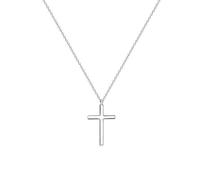 Glimmerst Sideways Cross Necklace, Gold Plated Stainless Steel Cross Necklace Simple Small Tiny Cross Pendant Christian Necklace for Women, Stainless Steel