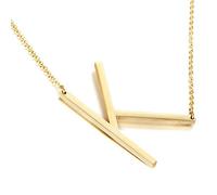 Glimmerst Sideways Initial Necklace, 18K Gold Plated Stainless Steel Letter K Necklace Big Initial Pendant Necklace Personalized Large Letter Name Necklace for Women