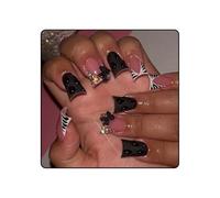 GlimmerStyle 30 Pieces Black Duckbill Armour, Press On Nails, Stick-On Nails, False Nails
