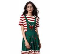 Glimnerize Christmas Women's Dress Festive Cheer Party Elf Printed Comfortable Novelty Christmas Themed Style Funny Santa A3 M