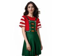 Glimnerize Christmas Women's Dress Festive Cheer Party Elf Printed Funny Christmas Themed Style Comfortable Novelty Santa A4 XXL