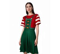 Glimnerize Christmas Women's Dress Snowman Short Sleeve Party Elf Printed Christmas Themed Style Funny Comfortable Novelty Santa A5 S