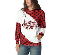 Glimnerize Christmas Womens Merry Christmas Long Sleeve Hoodie with Pocket Gnome Funny Graphic Christmas Jumper Sweatshirt A2 L