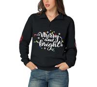 Glimnerize Christmas Womens Toddler Clothes Sweatshirt Funny Graphic Christmas Jumper 1/4 Zip Standing Collar Gnome Hoodie Black-A2 XL