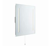 Glimpse Modern Cool White LED Bathroom Mirror Light with Pull Cord and Dual Shaver Socket IP44 Rated