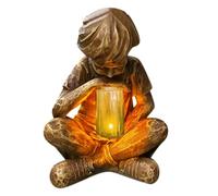 Glimpses of God Boy Garden Decor Statue, with LED Power Lighting, Resin Craft Firefly Boy Statue,Little Boy Gardening Resin Weatherproof Ornament