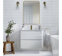 Glina White Gloss Ceramic Indoor Wall Tile, Pack Of 27, (L)300mm (W)100mm