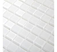 Glina White Matt Gloss & Matt Flat Glass Mosaic Tile Sheet, (L)300mm (W)300mm