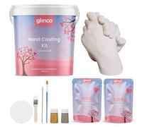 Glinco Holding Hands Casting 3D Kit for Adults/Children, Baby Hands Keepsake Memory kit with Alginate, Casting Powder, Mixing Bucket and Paints Couple Hand Casting