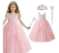 Glinda Costume Kids Prom Party Fancy Dress Girls Pink Wicked Bridesmaid Princess Weddings Halloween Cosplay Costumes