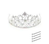 Glinda Sliver Crown for Girl, Crystal Bubble Crown Tiaras for Weddings, Prom, Birthdays