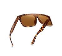 GLINDAR Polarized Oversized Sunglasses for Men Women Recycled Fashion Square Flat Top Shield Shades Protection Tortoise Frame/Brown Lens