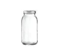 GLING [1 Count 64 oz. Wide-Mouth Glass Mason Jars with Metal Airtight Lids and Bands 2 Quart Large For Canning, Preserving, & Meal Prep