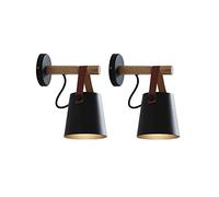 GLING 2-Pack Nordic Style Wall Lamp,Led Remote Control Battery Operated Indoor Wireless Black Wall Sconce Light Fixture for Bedroom Loft Aisle Restaurant (Color : Black)