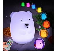 Glinrui Bear Night Lights for Kids Bedside lamp for Children Nursery Light - Break Resistant/Eye Caring/Adjustable Brightness & Color/Time Setting/Gifts for Kids, Boys & Girls - Medium