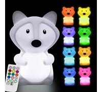 Glinrui Large Fox Night Lights for Kids Silicone Night-Light Bedside lamp 9 Colors Decor Light Children's Bed Bedroom Light for Boys/Girls/Adults/Bedroom/Outdoor/Camping/Gift - Large