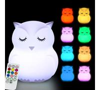 Glinrui Large Owl Night Lights for Kids LED Nursery Lamp Children's Room Bedside Lamp - Changeable Brightness & Color Child Table Night-Light, Lighting for Travel and Camping Child Gift - Large