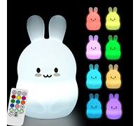 Glinrui Large Rabbit Night Lights for Kids in Silicone 9 Colors Changing LED Bedroom Lighting Children Bedside Table Lamps for Boys/Girls/Adults/Bedroom/Student/Elder/Bathroom/Outdoor - Large