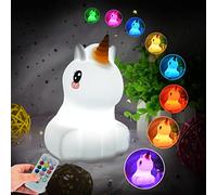 Glinrui Night Light Unicorn Nursery Lamp Silicone Decorative Lamps Room Decor - Eye Caring/Adjustable Brightness & Color/Time Setting/Children's Gift/Birthday Presents - Medium