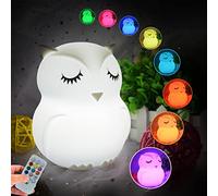 Glinrui Night Lights Room Decor Bedside Light Children Silicone Nursery Lamp for Breastfeeding Bedroom Lights - Eye Caring, Adjustable Brightness & Color, Time Setting, Holiday Gifts - Medium Owl