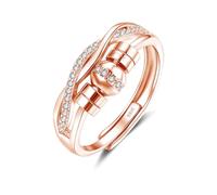 Glintara Silver Anxiety Rings, 925 Sterling Silver Infinity Fidget Ring, Unisex Anti-Anxiety Rings with Beads Zirconia, Adjustable Anti-Stress Relief Ring, Stress Spinner Thumb ring for Anxiety Relief