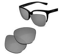 Glintbay 100% Precise-Fit Replacement Sunglass Lens for Maui Jim Starfish MJ744-56mm - Polarized Metallic Silver Mirror