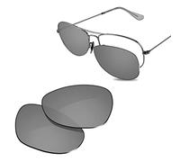 Glintbay 100% Precise-Fit Replacement Sunglass Lenses for Ray-Ban RB3362 Cockpit - Polarized Metallic Silver Mirror