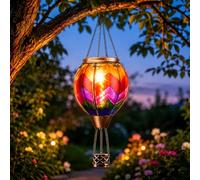 GlintBay 46cm Hot Air Balloon Solar Lantern,Colourful Solar Flame Lanterns,Solar Garden Light Auto On/Off,Waterproof Hanging Garden Ornaments for Patio,Yard,Gift, Outdoor Garden Decorations