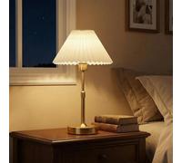 GlintBay Rechargeable Cordless Table Lamp, Dimmable Retro Gold Besides Lamp, 2700K Warm White Desk Lamp for Bedroom/Living Room/Patio