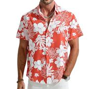Glintfrolg Mens Hawaiian Shirts Summer Beach Short Sleeve Shirts for Men Button Down Tropical Holiday Shirt