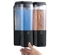 GlintGath Shampoo and Conditioner Dispenser, 2 Chambers, No Drilling Shampoo Dispenser for Shower, Wall Mounted Shower Soap Dispenser for Bathroom, Hotel, Large Capacity, 2 x 500ml, White