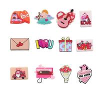 Gliquran 12 PCS Valentine Silicone Focal Beads Heart Spacer Beads for Pens DIY LOVE Jewelry Keychain Bracelet Making