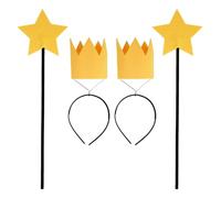Gliquran 4 PCS Adult Fairy Wand and Floating Crown Headband Set - Halloween Costume Accessories for Women & Men