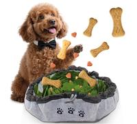 Glirop 2-in-1 Dog Snuffle Mat, Slow-Feed Bowl Interactive Nose-Work Puzzle Toy for Dogs Non-Slip Base Machine-Washable Felt Portable Training Mat for Healthy Digestion Anxiety Relief