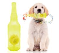 Glirop Dog Chew Toys, Squeaky Dog Toys with Tennis Ball Indestructible Bottle Puppy Toys for Small Medium Large Dog Outdoor Playing Training Chewing Dental Care Teeth Nteractive (Yellow, Small)