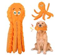 Glirop Octopus Dog Interactive Toy, No Stuffing Dog Chew Toy Squeaky Plush Puppy Play Toy with Crinkle Paper Soft Dog Tug Toys for Small Medium and Large Dog Training Playing (Orange)
