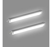 Glirowy 2 Pack 2FT LED Batten Light, LED IP65 Waterproof Tube Light Ceiling Surface Mounted Light 20W 6000K Cool White for Office Warehouse Garage Tunnel