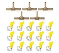 Glirowy 5 Pcs 6mm Brass Hose Barb Tee,3-Way Tee Hose Fitting with 15 Pcs Clamps