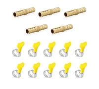 Glirowy 5 Pcs 8mm Brass Hose Barb Tee,2 Way Straight Hose Fitting with 10 Pcs Clamps For Fuel Air Water Gas Oil Diverter Fuel Hose Joints