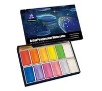 GlisDyck 6ML Shimmer Watercolor Paint Set, 10 Colors Glitter Metallic Watercolour Painting Sets, Solid Pearl Water Color Paints for Artists, Amateur Hobbyists and Painting (10 Colours)