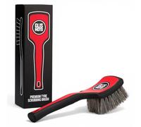 Glismoto Premium Rubberised Tyre Scrubbing Brush - Heavy Duty PP Bristles, Non-Slip Ergonomic Handle, Scratch-Safe Rubber Edge - Professional Car Tyre Cleaning Brush