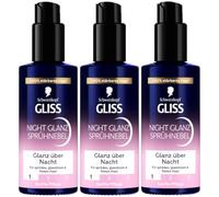 Gliss Night Shine Spray Mist (3 x 100 ml), Spray Care with HaptIQ System & Silky Complex for Brittle, Dull & Fine Hair, Leave in Hair Care Strengthens & Nourishes Intensively Overnight