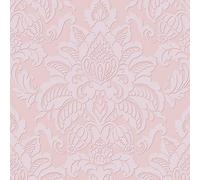 Glistening Blush Wallpaper Damask Textured Glitter Pink Embossed