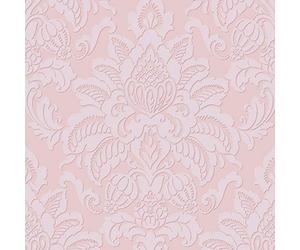 Glistening Blush Wallpaper Damask Textured Glitter Pink Embossed