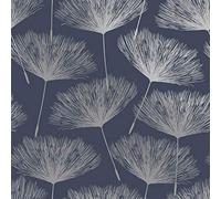 Glistening Fleur Wallpaper Holden Floral Metallic Textured Navy